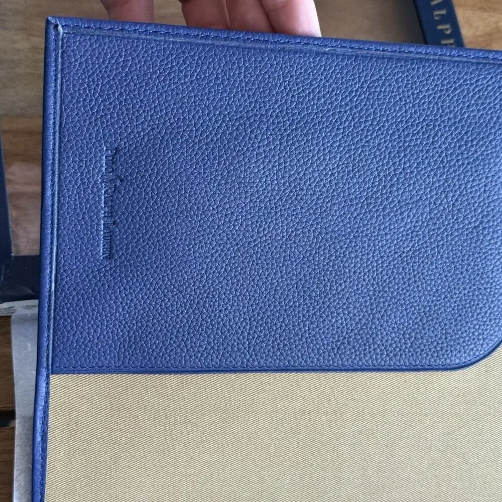 Polo Ralph Lauren Leather Blue Case For Ipad Or Tablet Media Case Embossed NWT
